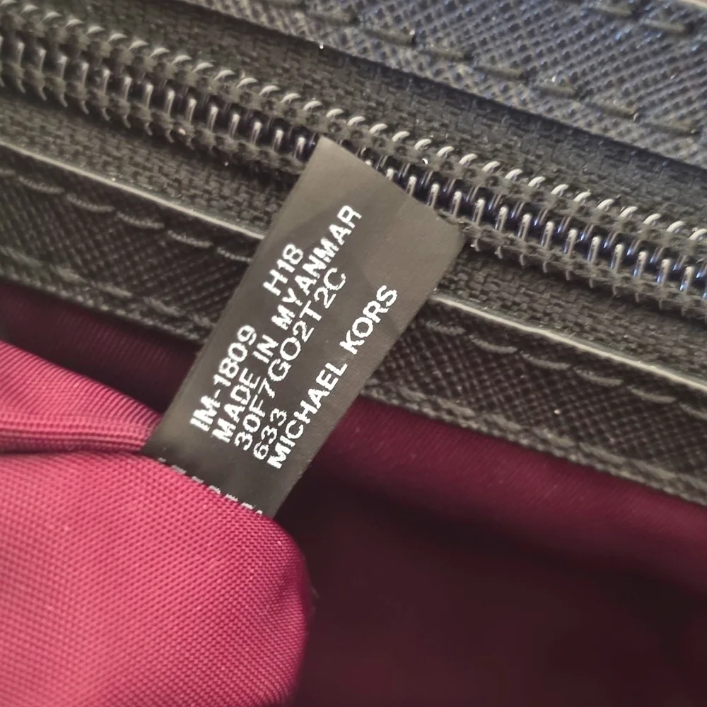 Michael Kors Cranberry Nylon Tote with Black Trim